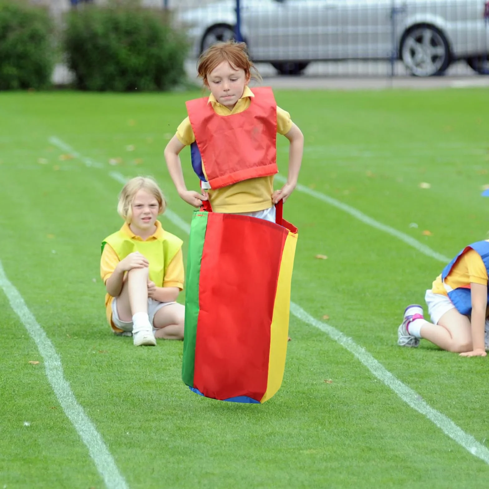 4 Pièces Sac à Pommes de Terre pour Adultes et Enfants, Sacs de Saut Colorés à Double Couche, Course de Sac pour Activités Familiales Anniversaire Fête Pique-Nique, 50x70cm