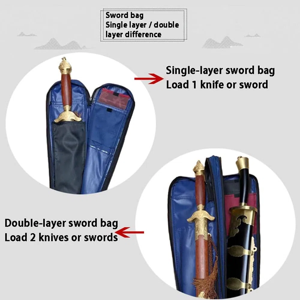 Sac de Transport d'épée étui Katana Tai CHI Portant des Arts Martial Arts Armes Épée Simple et Double Couche équipement d'arts Martiaux étui d'armes Sac à bandoulière A,Double Layer