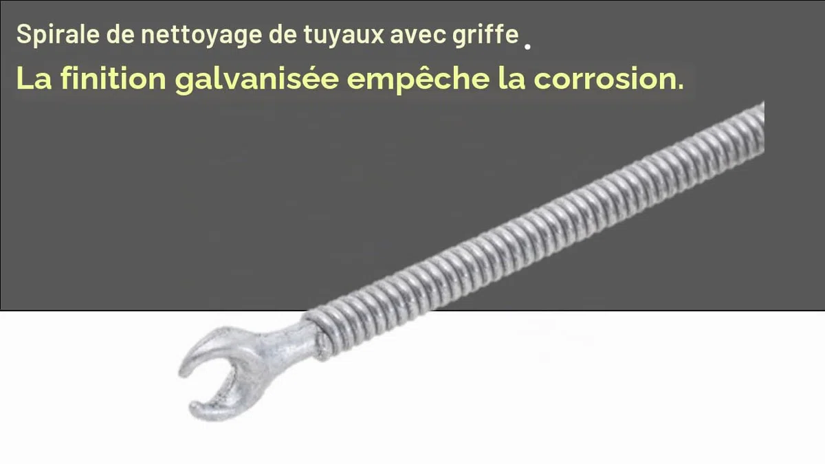 ROTHENBERGER Industrial Spirale de nettoyage avec griffe, longueur 10 m, Ø 9 mm - (Ø x L) 9 mm x 10 m, 1500000141