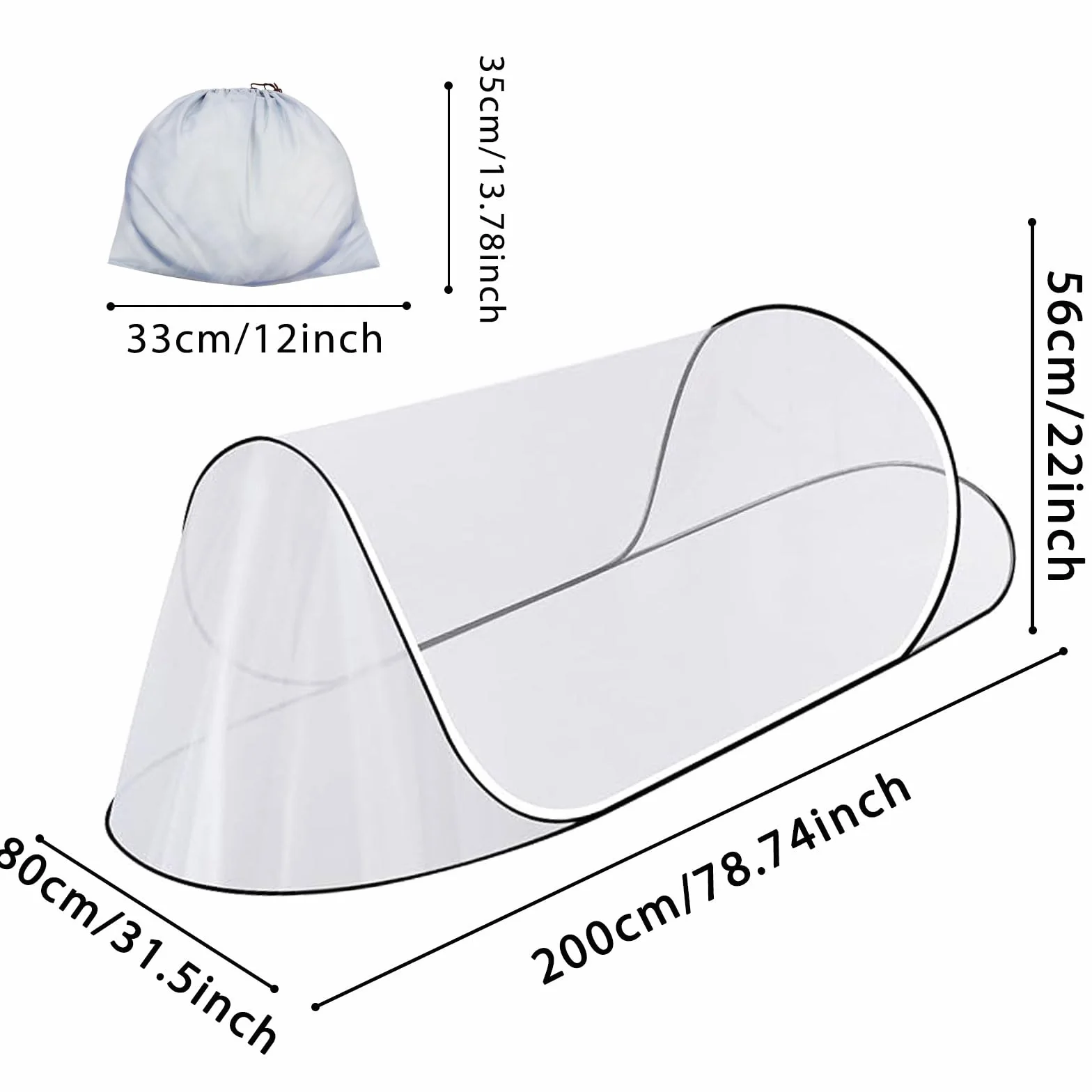 Moustiquaire Pop Up, 200 x 80 x 56 cm Moustiquaire Pliable, Moustiquaire de Camping Portable pour Lit, Voyage, Camping en Plein Air Confortable, Rapide et Portable