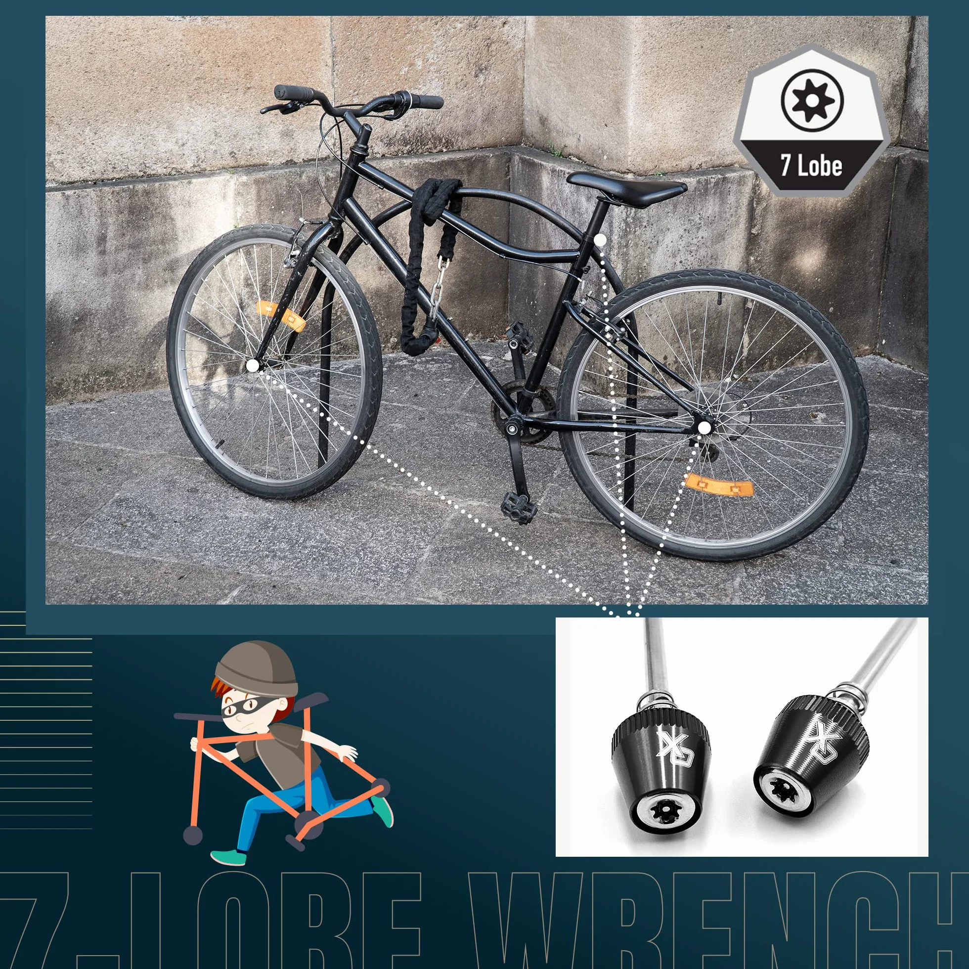 ONIPAX Anti-Theft Locking Skewer 7 Lobe Bicycle Wheel Hub