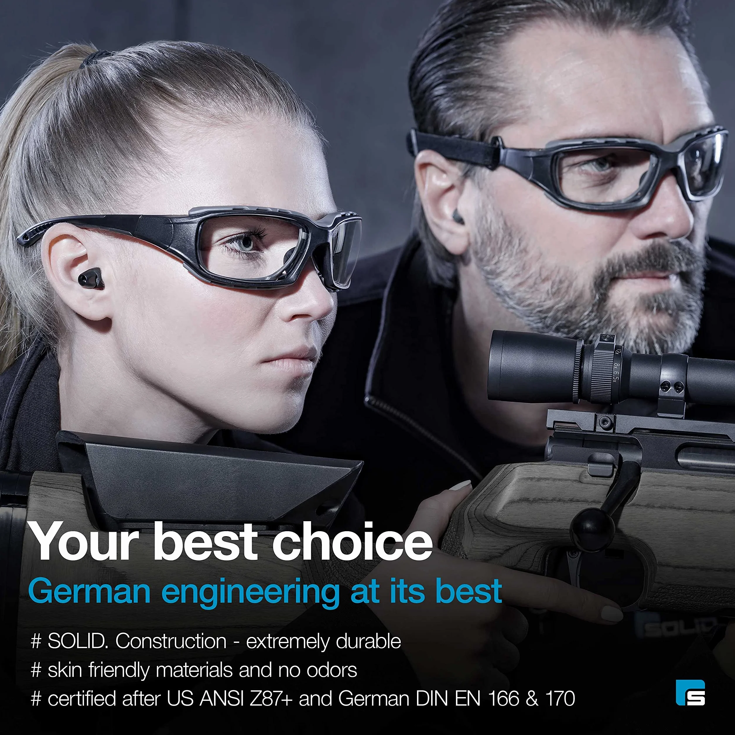 SolidWork Solid Lunettes de tir pour homme et femme avec protection contre les chocs pour la série de pistolets de tir | Lunettes de sécurité tactiques Ballistic