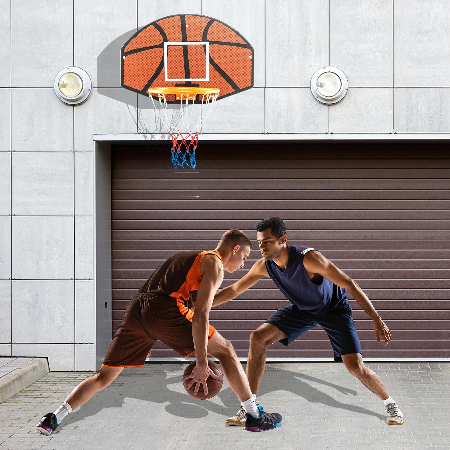 COSTWAY Panier de Basket Mural 32,5 cm avec Panneau Incassable, Panier Basket-Ball avec Filet Anti-déchirure Accessoires Complets, pour Enfants Adolescents Adultes, 66,5 x 44,5 cm, Noir+Rouge