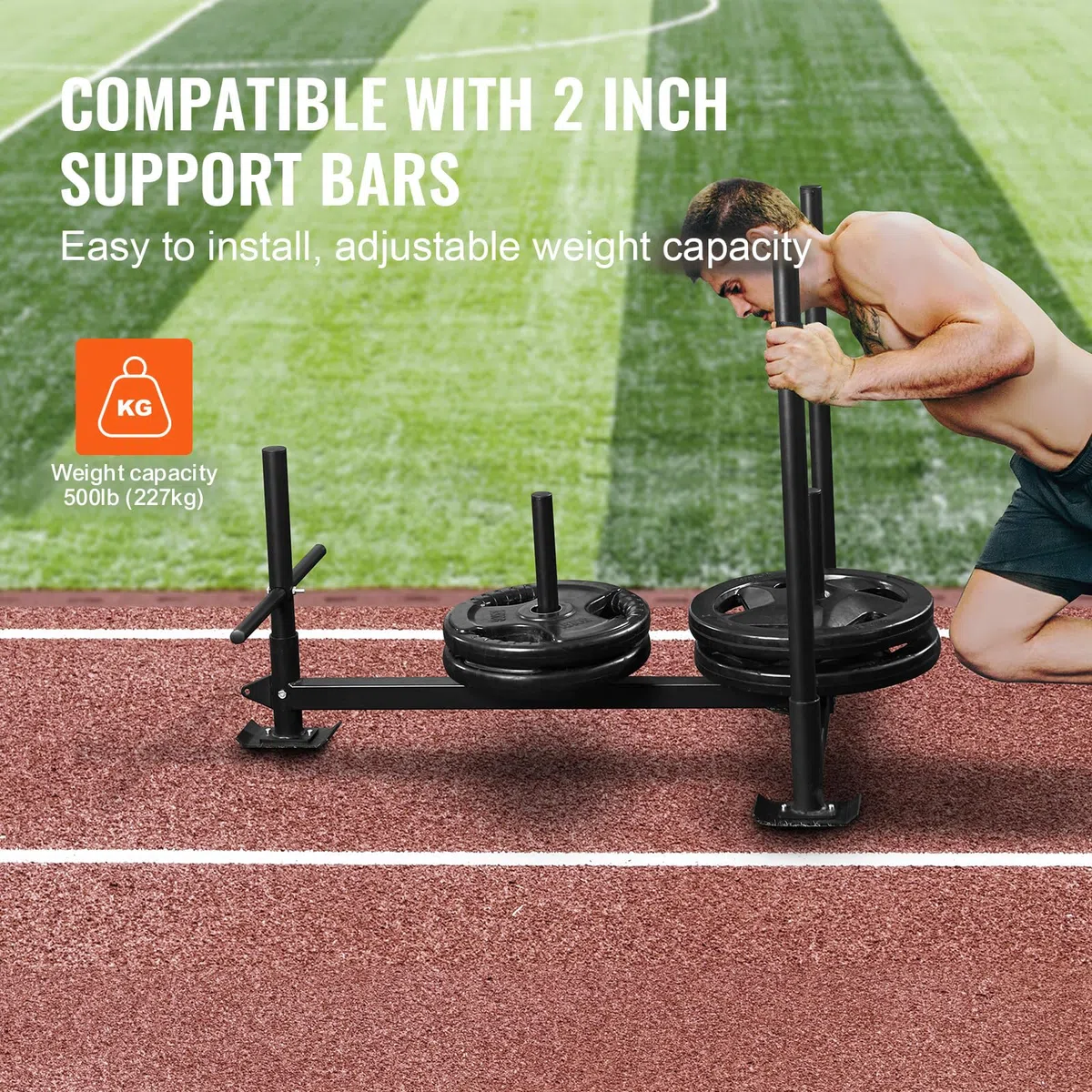 VEVOR Weight Traîneau d'entraînement en Acier pour l'exercice athlétique et l'amélioration de la Vitesse, Convient pour Les plaques de Poids de 2,5 cm et 5,1 cm, Orange Unisexe