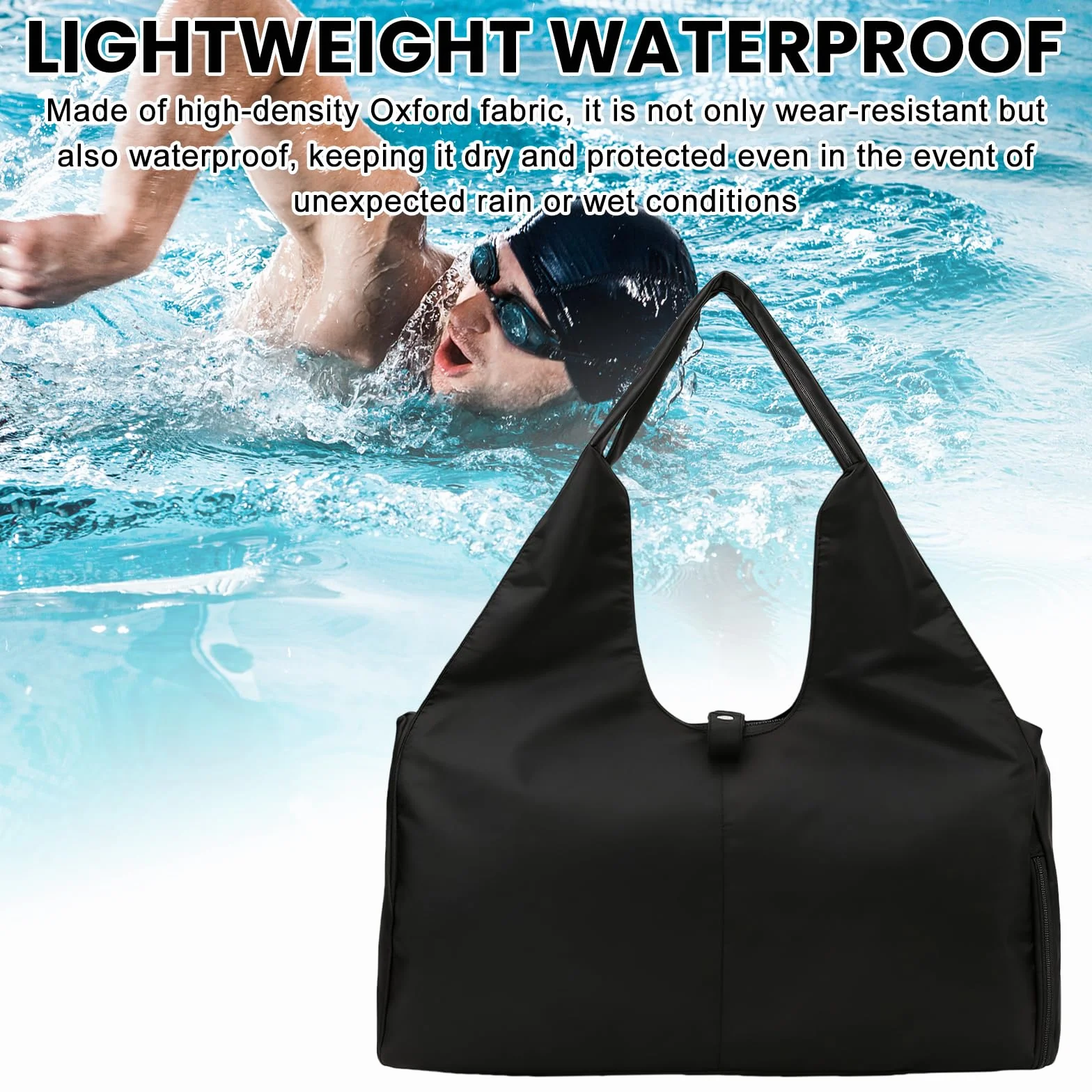 Sac de Sport et Voyage pour Femme avec Compartiment à Chaussures - Imperméable - Pour Tapis de Yoga - Entraînement - Noir