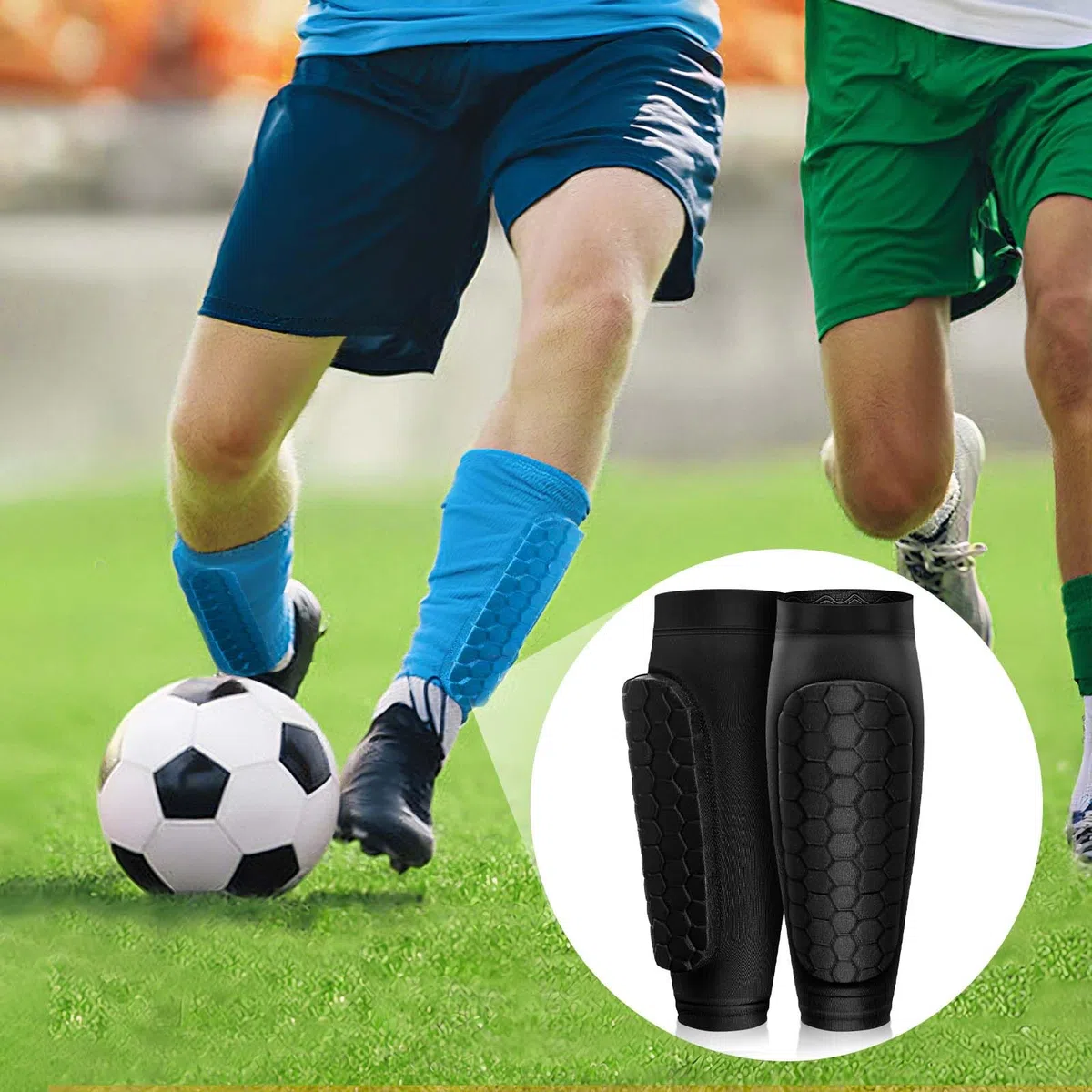 Protège Tibias Foot Enfant, 1 Paire de Protège-Tibias Légers et Respirants avec Pads pour Hommes et Femmes pour Jeux de Football, Le Basket-Ball, Jogging, Courir
