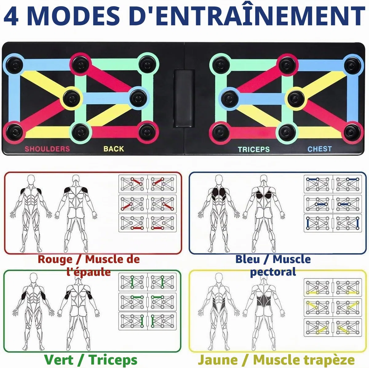 Push Up Board - Système d’entraînement Pliable pour Rack de Fitness 12 en 1 pour Le Fitness à Domicile