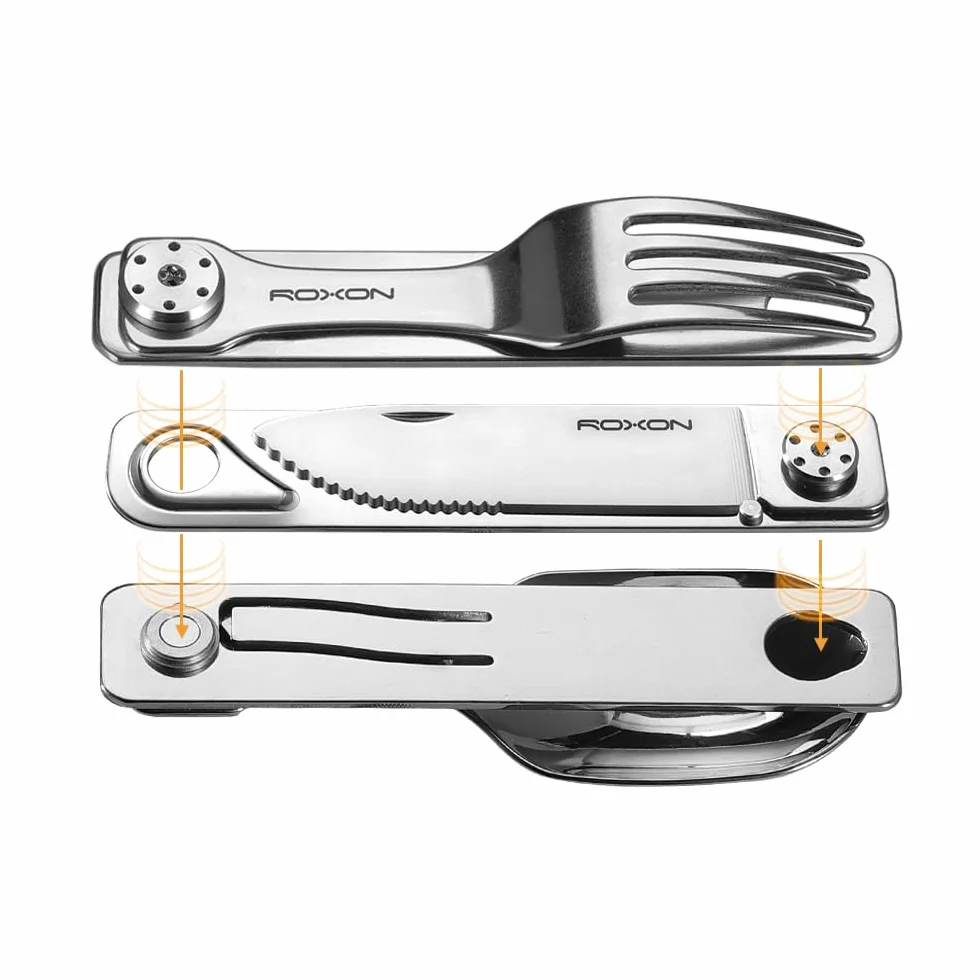 ROXON C1 3 en 1 Acier inoxydable Couteau et cuillère détachables pour Le Camping, adapté au Camping et à la randonnée