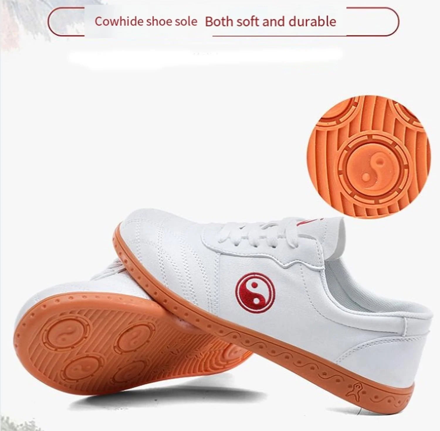 FUELIX Chaussures De Taichi, Chaussures Art Martiaux, Chaussures De Taekwondo, Arts Martiaux Kung Fu Baskets Cuir Ballerines Qi Gong Unisexe, Léger, Non Slip, Respirant Pour Marche Fitness