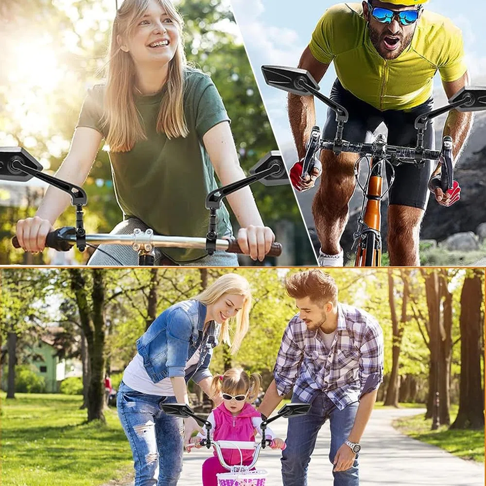 2 Rétroviseur Vélo, HD Grand Angle Rétroviseurs Trotinette Electrique, Réglables 360° Miroir de Vélo pour Guidon de 20 à 24mm Vélo de Montagne, Vélo électrique