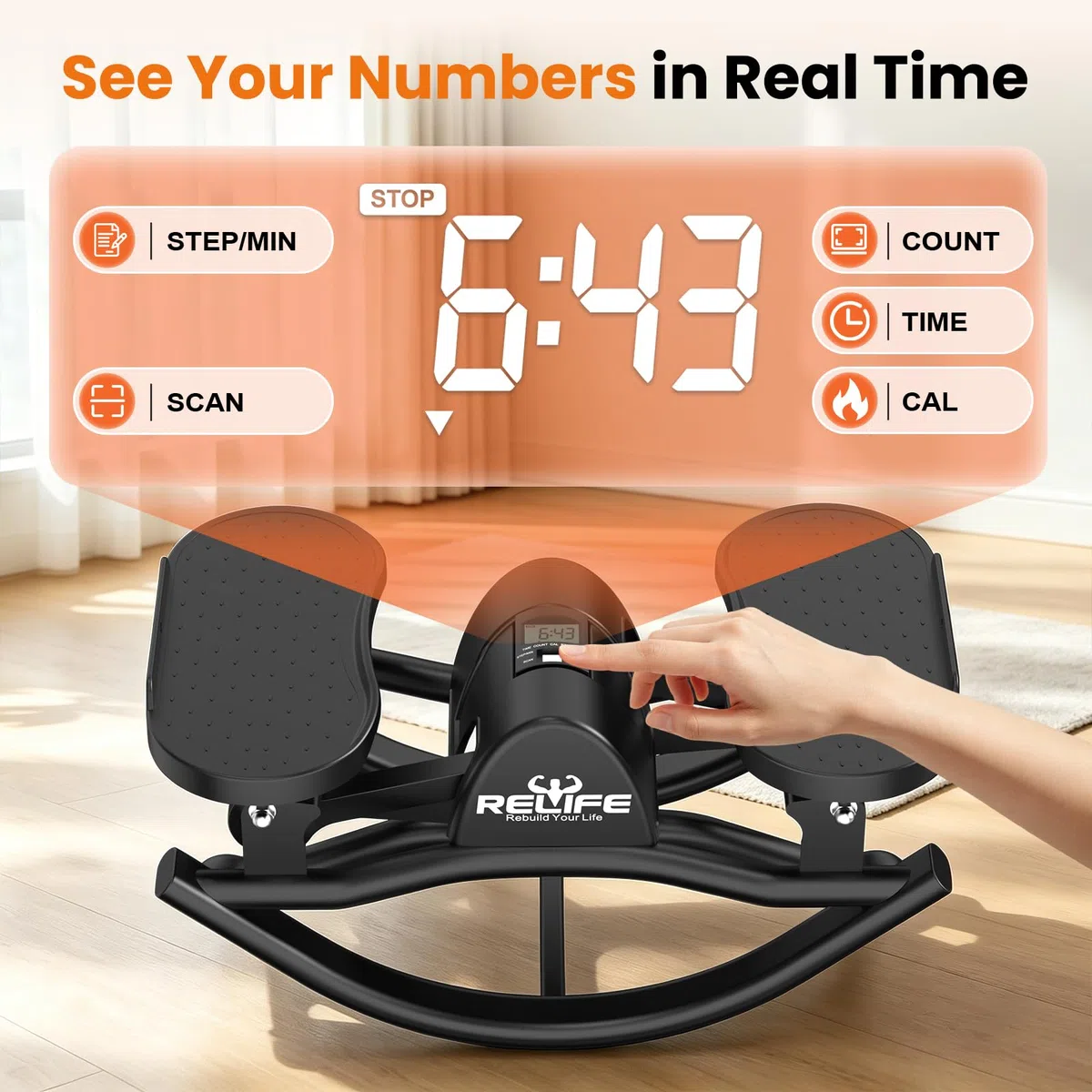 RELIFE Rebuild Your Life Stepper à Bascule pour la Maison Mouvement latéral en 3D Stepper à Bascule à Faible Impact pour Les Hanches et Les fessiers Peu encombrant pour la Maison et l'appartement.
