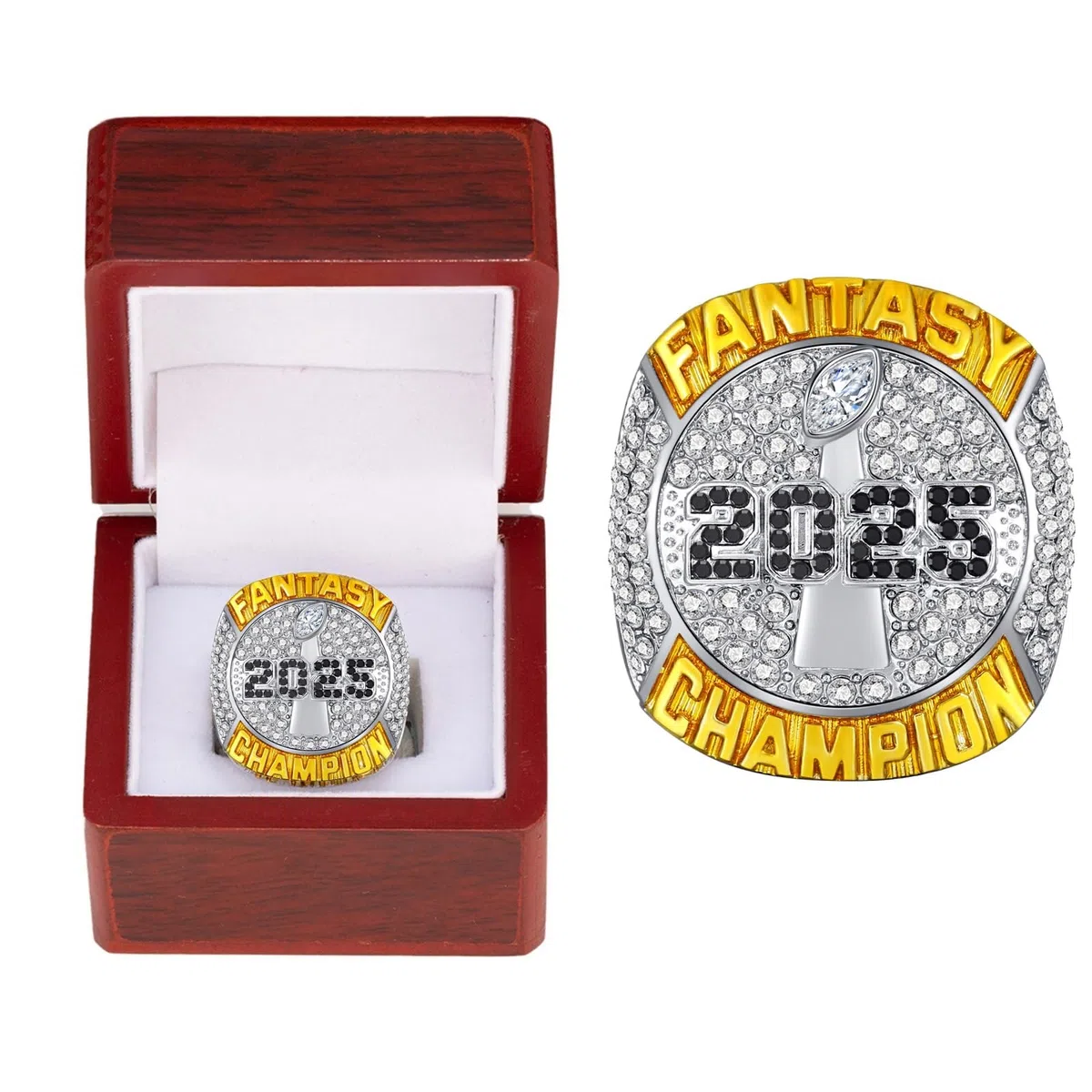 Bagues de Football Fantasy 2025 Objets de Collection for la fête des pères Bagues de Championnat Bague de Championnat à Exposer(10)