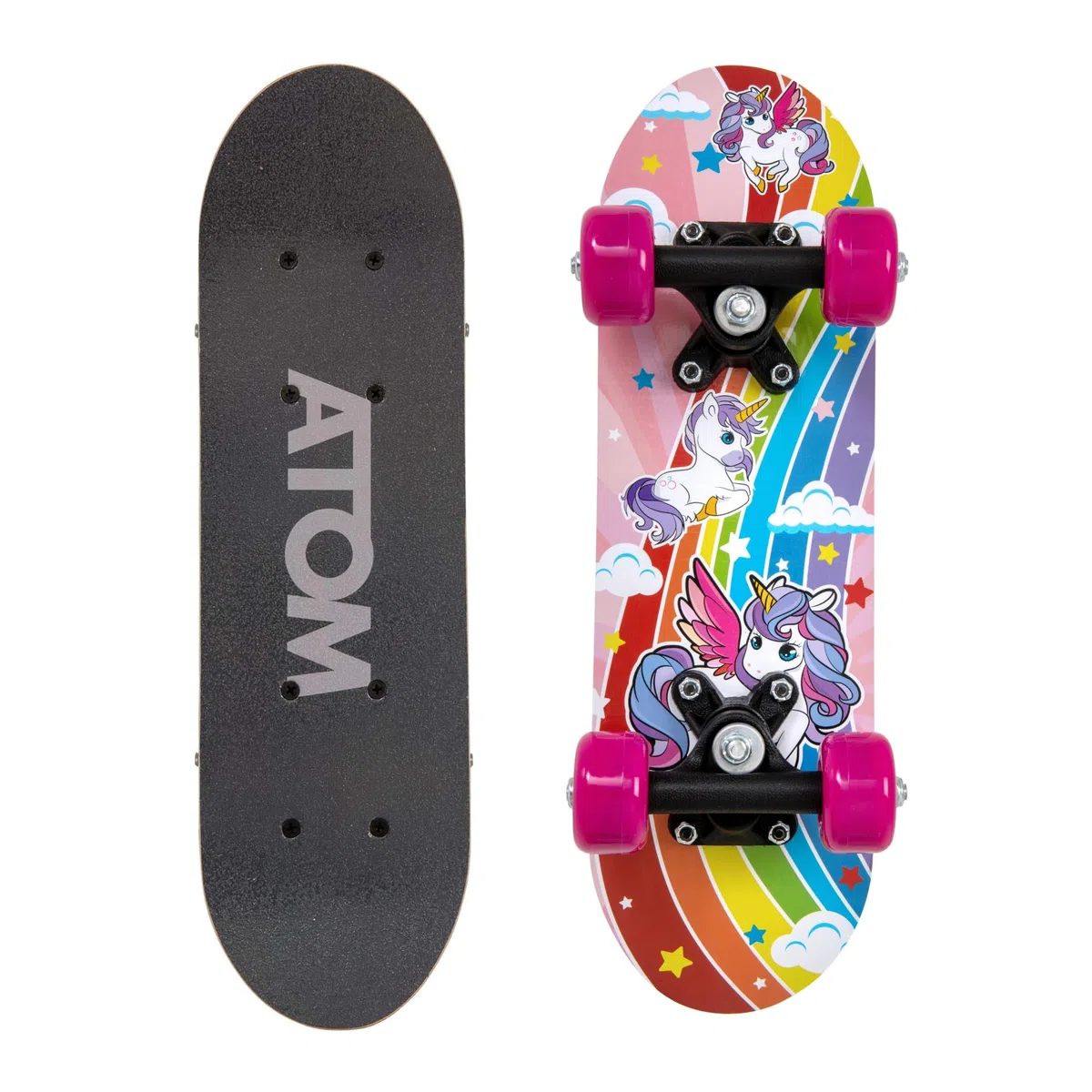 Atom 17" Skateboard pour Débutants ou Pros | Planche en Érable pour Enfants et Adolescents avec Trucks PP de 7,6 cm | Mini Cruiser Complet | Convient à Tous les Âges de 5+ (Licorne)