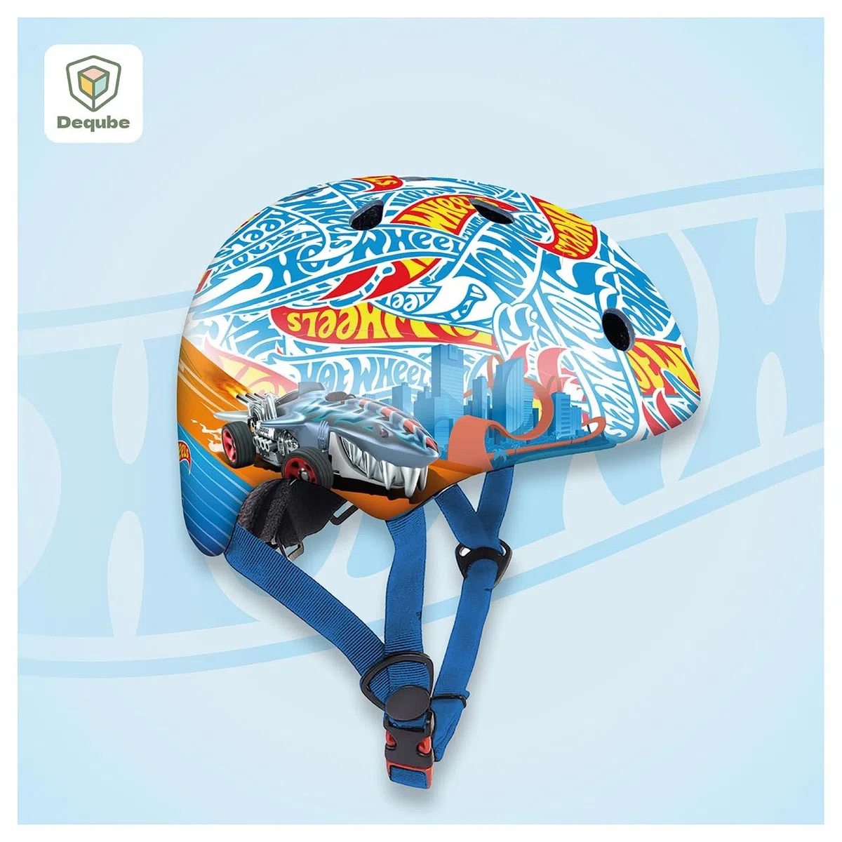 DQB DeQUBE Hot Wheels Casque réglable Ultra léger et sûr, résistant et Respirant, de 2 à 7 Ans, Noir, Unisexe, Bleu, réglable