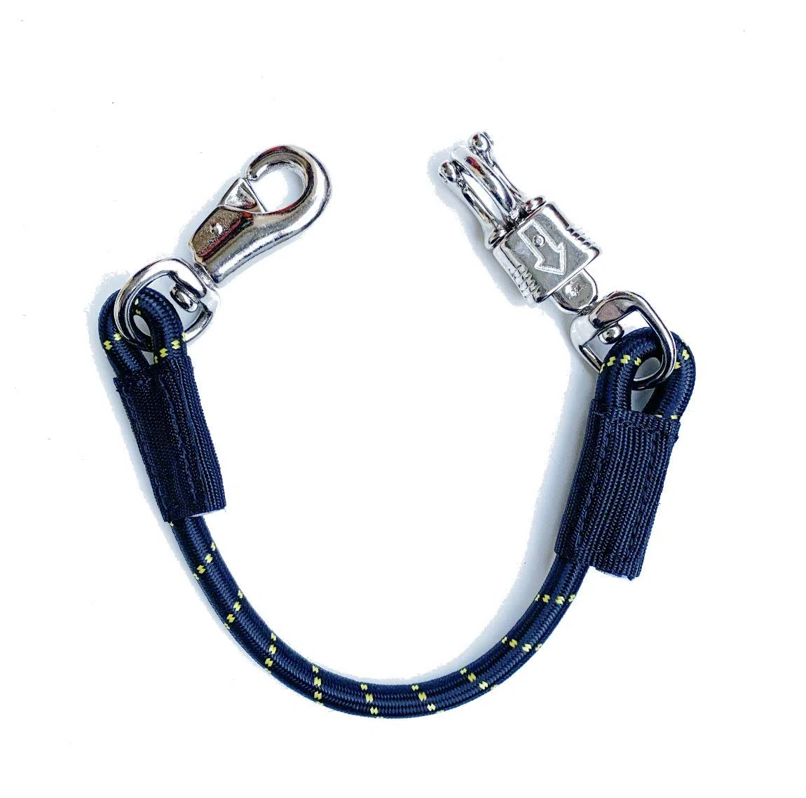 Transport - Attache élastique - En caoutchouc - Chaîne de fixation avec crochet de panique et fermoir taureau - Pour l'équitation, la remorque de chevaux, la boîte et l'écurie (1, noir, 60