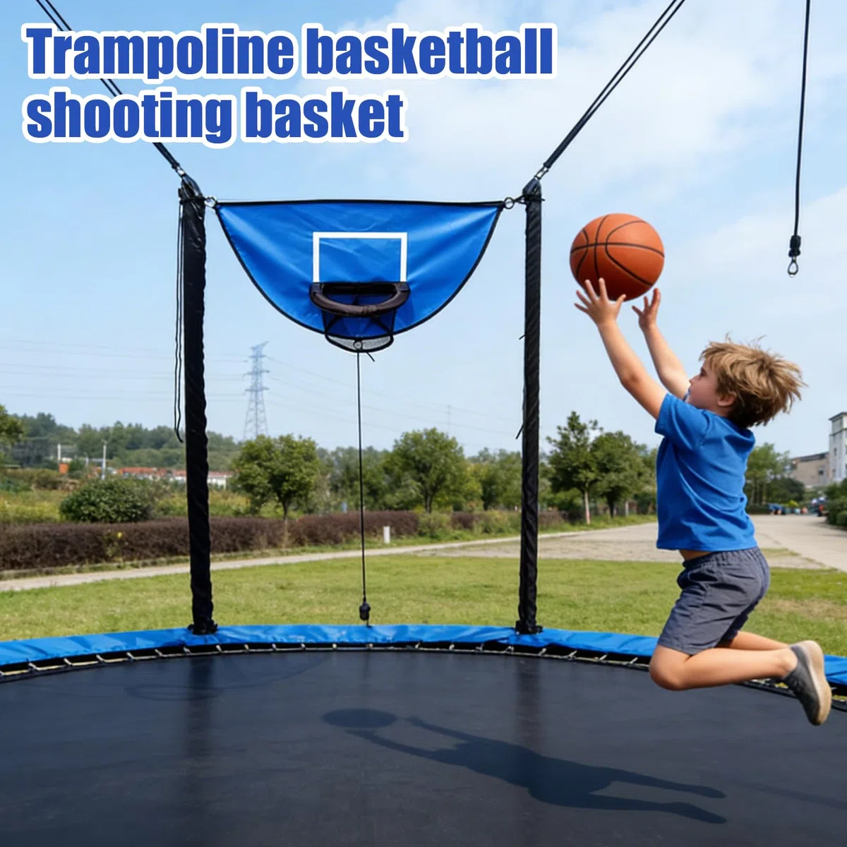 Panier de basket-ball pour trampoline : mini panier de basket-ball avec 3 mini balles de basket, kit d'accessoires de trampoline, panier de basket pour trampoline pour enfants, adultes