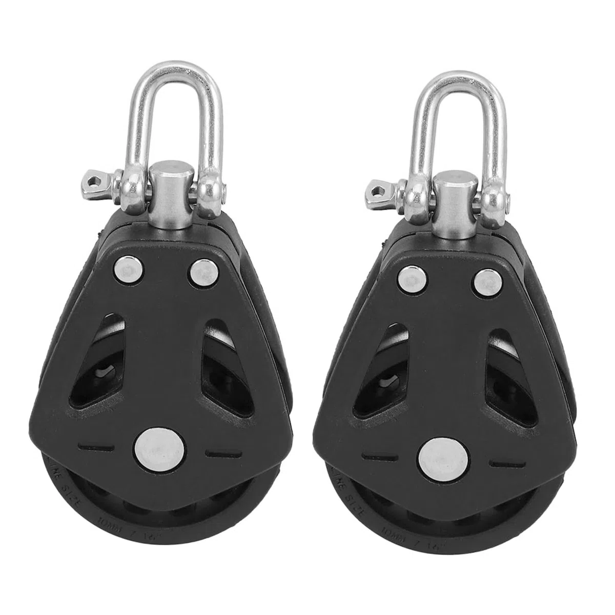 Poulie Double pour Bateau en Nylon et Acier Inoxydable avec Roulement Pivotant, Installation Facile, pour Marine et Équipement de Musculation, Lot de 2 Pièces