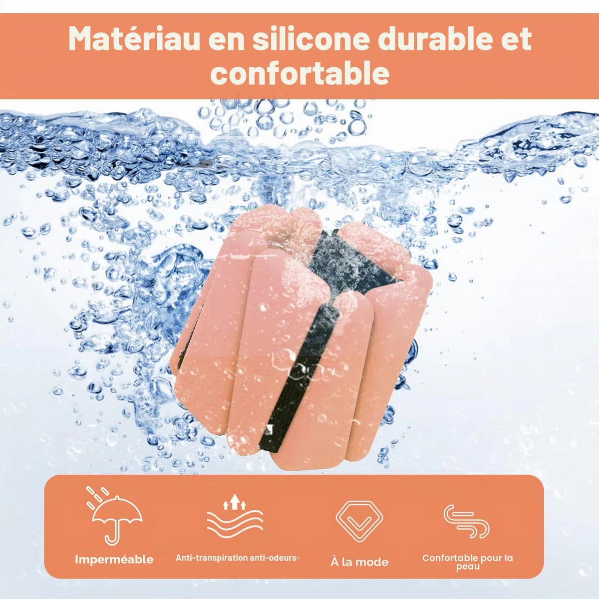 Lot de 2 poids de poignet réglables en silicone pour homme et femme, poids de cheville/poignet pour yoga, danse, pilates, exercices de piscine et jogging, 0,9 kg