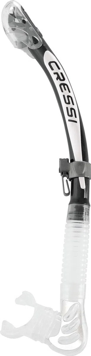 Cressi Alpha Ultra Dry Snorkel Clear/Black/White - Tuba Dry pour Plongée, Apnée et Snorkeling, Transparent/Noir/Blanc, Taille Unique, Adultes Unisex