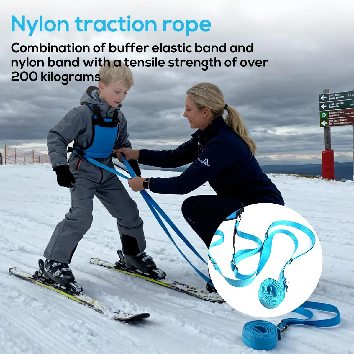 Harnais de sécurité pour ski et snowboard pour débutants, pour enfants, lanière de ski bleue pour enfants, lanière d'entraînement de ski de haute qualité pour enfants, lanière de chien stable pour