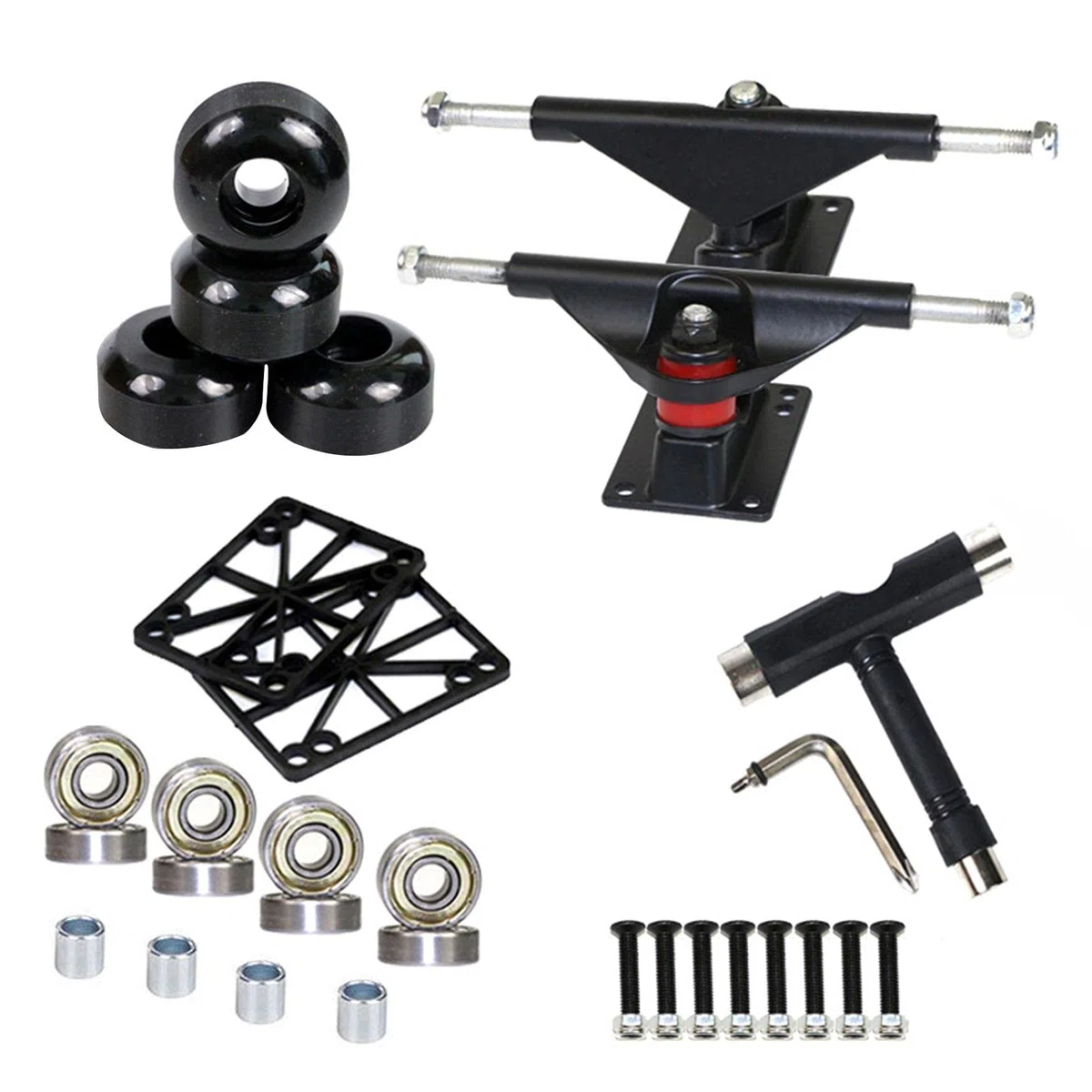 Trucks et Skateboard, Roues Skateboard, camions Skateboard, Patins élévateurs, kit quincaillerie, Convient pour des Planches 19,1 cm à 8 Planches