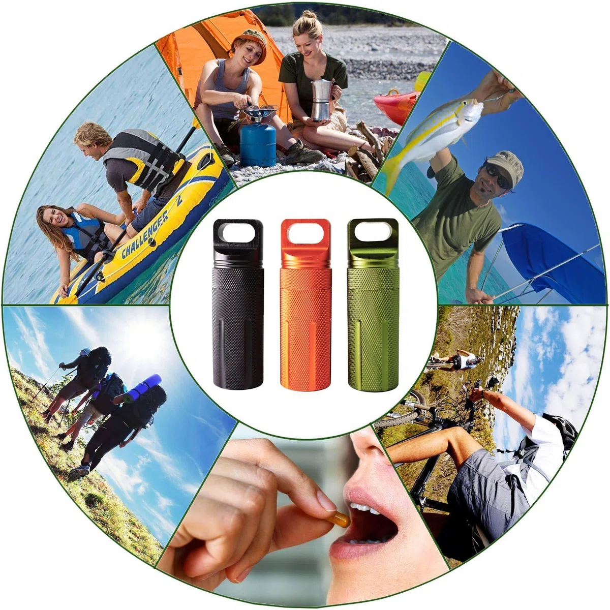auvstar Bouteilles Étanches en Aluminium,Étanche Capsule Joint Bouteille Pilule Boîte de Survie Conteneur Pilules De Stockage Bouteille,Boîte Étanche EDC