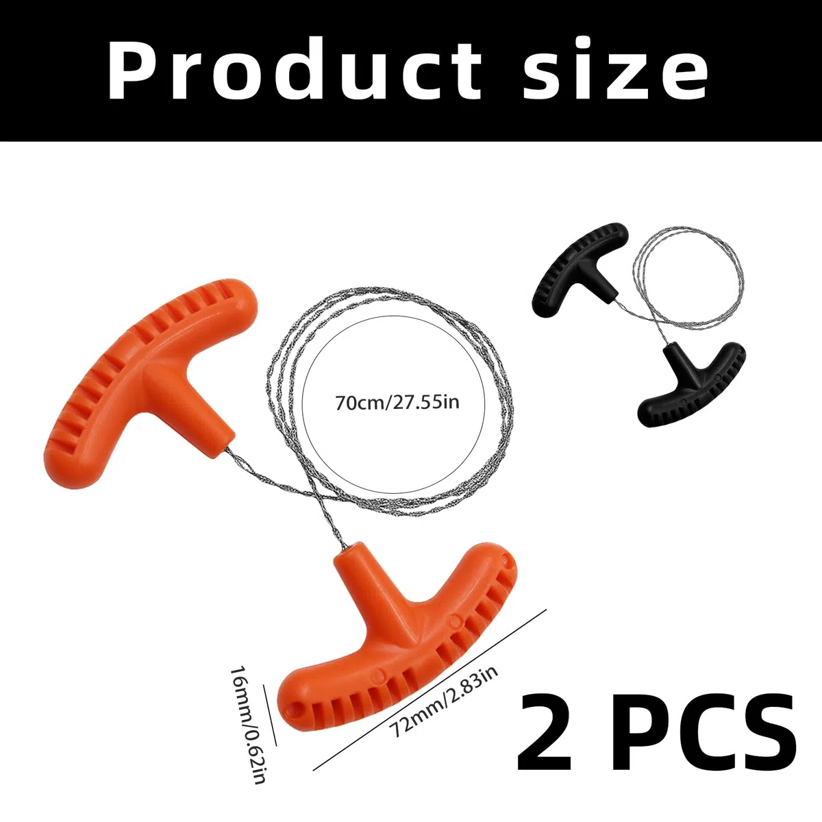 Lot de 2 Scie à Fil en Acier Inoxydable, Seilsäge, Drahtsäge Portable 68cm pour Tuyaux PVC, Handsäge Kette Anti-Rouille, Outil de Survie Hand Drahtsäg pour Camping, Randonnée et Aventures en Plein Air