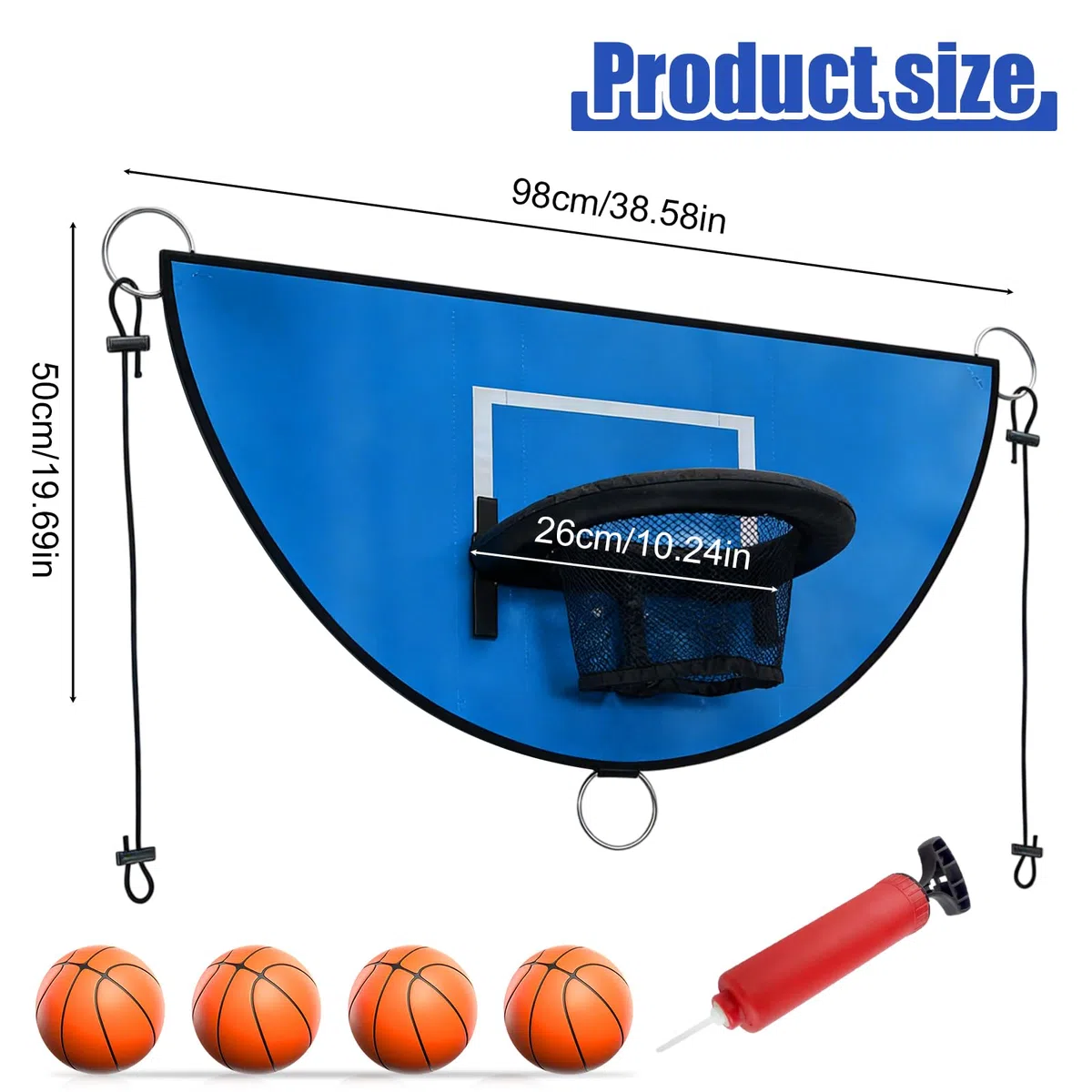 Panier de basket-ball pour trampoline : mini panier de basket-ball avec 3 mini balles de basket, kit d'accessoires de trampoline, panier de basket pour trampoline pour enfants, adultes