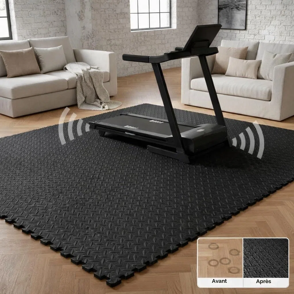 EYEPOWER Protections Sol en Mousse EVA 10mm d'épaisseur Tapis Puzzle de Fitness Sport composé de 9 Fragments Dimension Globale 0,81qm Extensible Noir