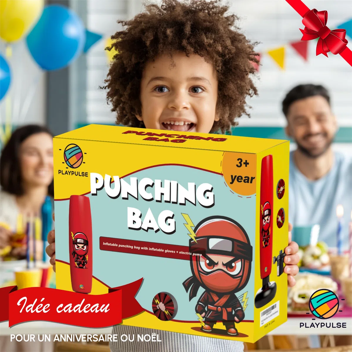 Sac de Frappe Enfant 160CM - Punching Ball Enfants + Pompe Électrique + Gants de Boxe Gonflables - 3 à 12 Ans - Jeu Exterieur Enfant et intérieur - Sac de Frappe sur Pied - Sac de Boxe