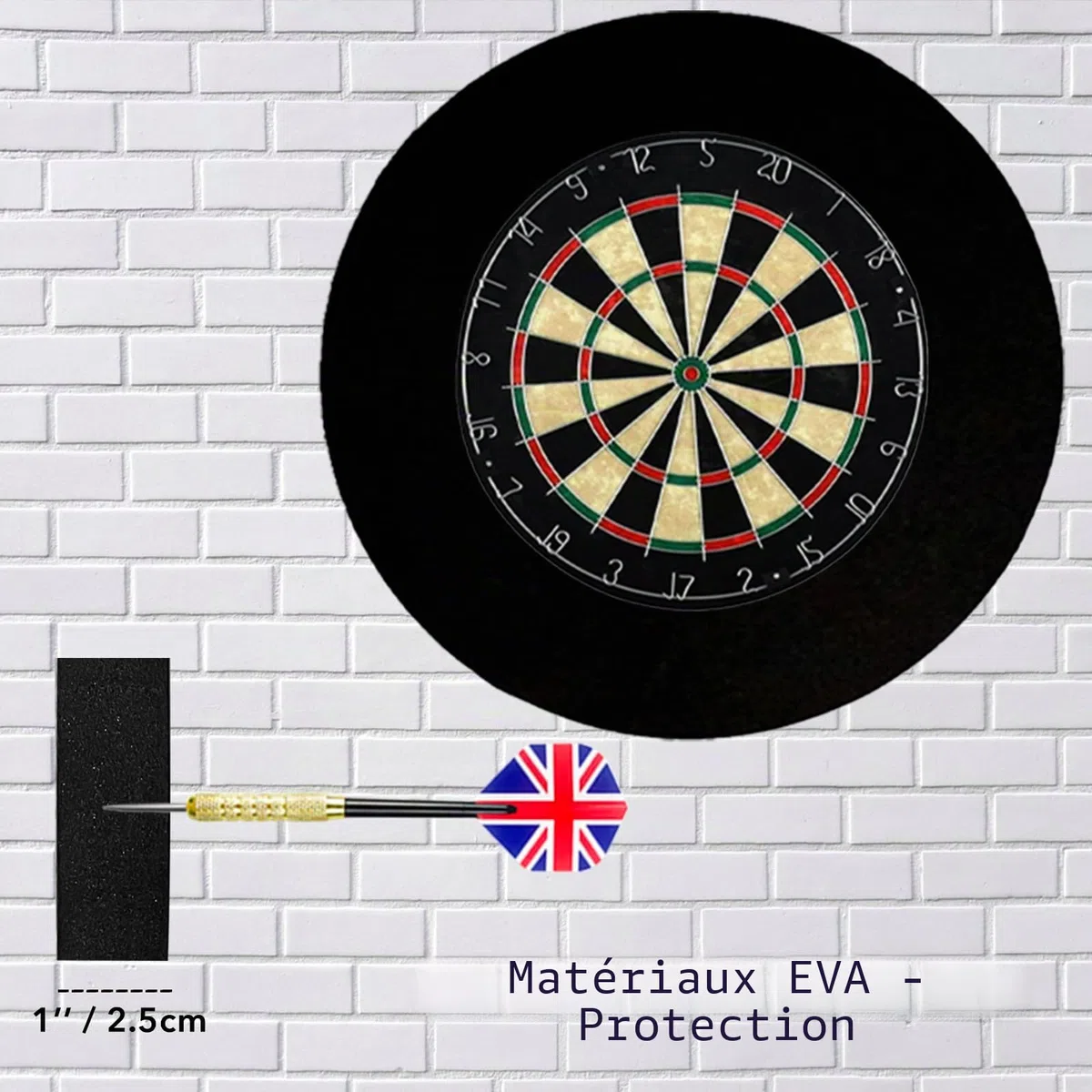 Anneau de protection murale en EVA pour cible de fléchettes APEXDART convient aux cibles de 45 cm d’épaisseur 1 pouce/2,5 cm 4 pièces