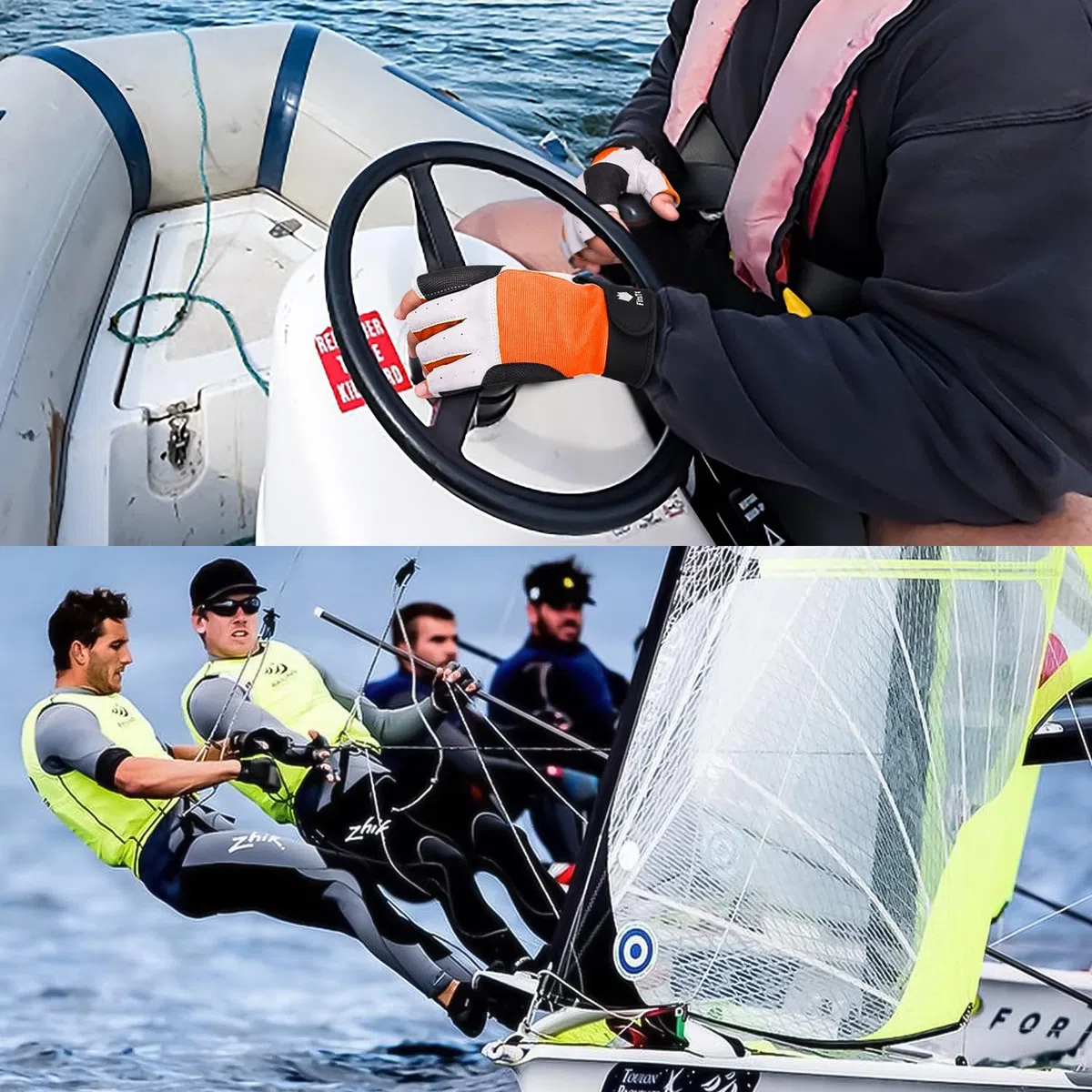 FitsT4 Sports 3/4 Doigts Paume rembourrée Dos en Maille pour Plus de Confort Parfaits pour la Voile, Le canoë, Le Kayak, Le Sup et Le Stand up Paddle