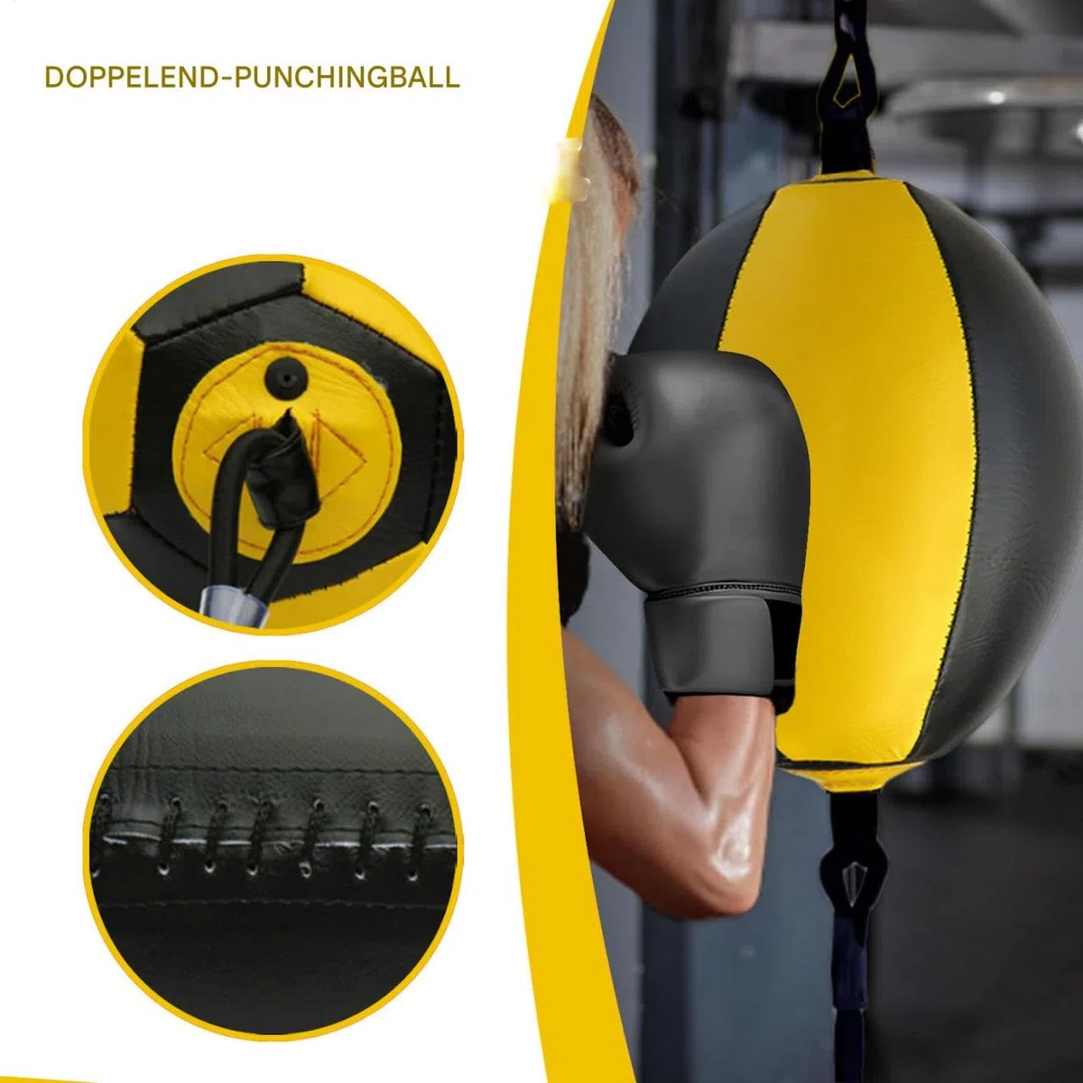 Sac de frappe à double extrémité - Sac de vitesse à double extrémité - Pu à double extrémité - Balle de poinçonnage - Comprend l'aiguille, l'écrivain, le ruban de balle de l'équipe