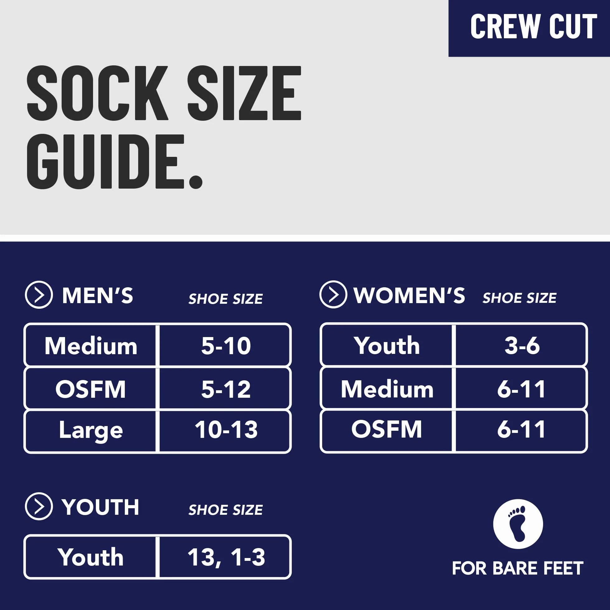 For Bare Feet MVP Crew Sock NFL Large