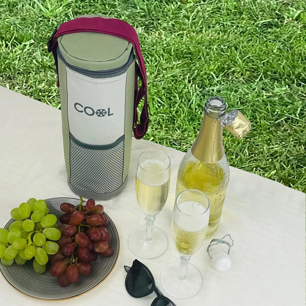Lot de 3 sacs isothermes pour bouteilles jusqu'à 1,5 l - Dimensions : 12 x 32 cm - Avec bandoulière réglable - Idéal pour les déplacements