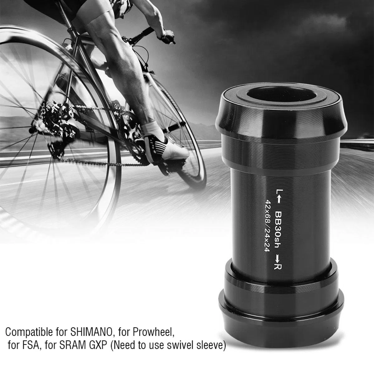Roulement scellé, BB30 24 mm Roulement de pédalier, Boîtier de pédalier, compatibilité de Largeur de Coque de boîtier de pédalier à roulement scellé à Ajustement serré 68-73 mm
