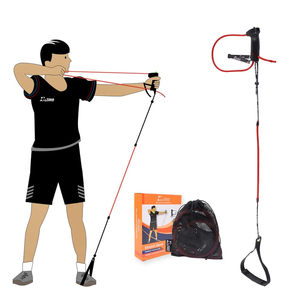 Bande étirable pour tir à l'arc - Appareil d'entraînement - Bande élastique - Exercices d'adresse pour arc recourbé - Pour enfants et adultes débutants - Rouge / jaune