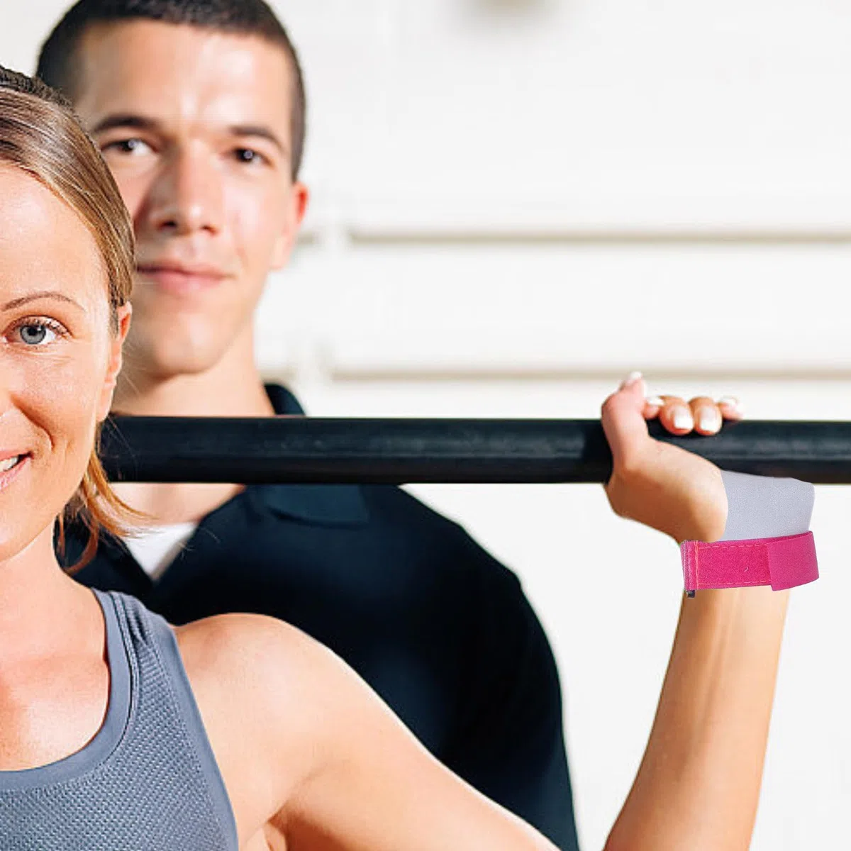 Lot de 2 poignées de barre de gymnastique antidérapantes pour filles, support de poignet avec bandeau absorbant rose, pour enfants, gym, tennis, entraînement, yoga, athlétisme.