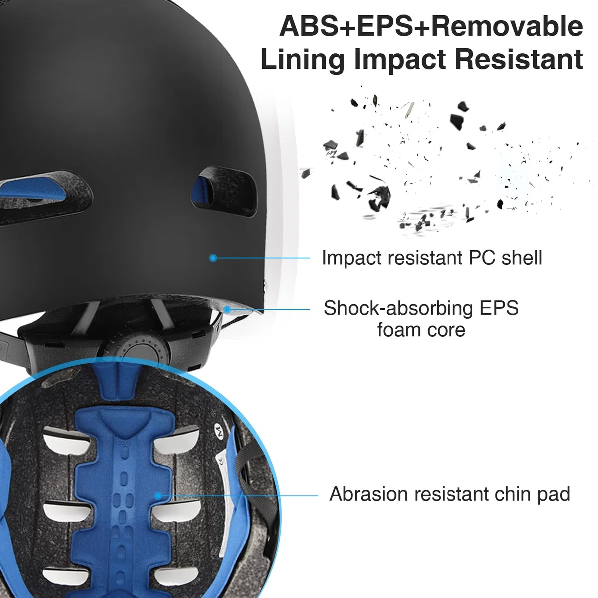 Casque de skate pour homme et femme - Robuste - Pour la vie quotidienne - Réglable - Unisexe - Casque de protection pour skateboard, scooter électrique, scooter, BMX