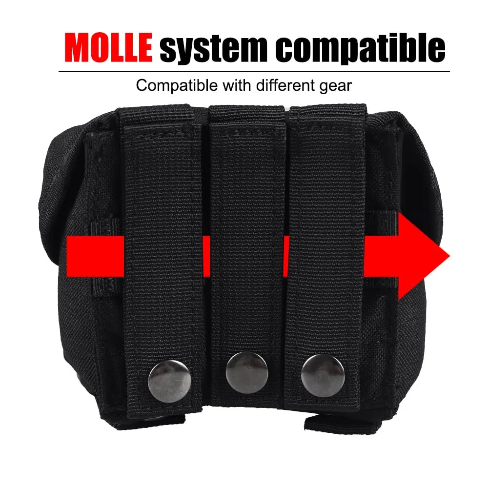 Pochette pour Grenades Double, Pouch Flashbang étanche, étui Grenade Flash Réglable en Nylon 1000D avec Clips de Boucle Portables (4,8cm de Diamètre)