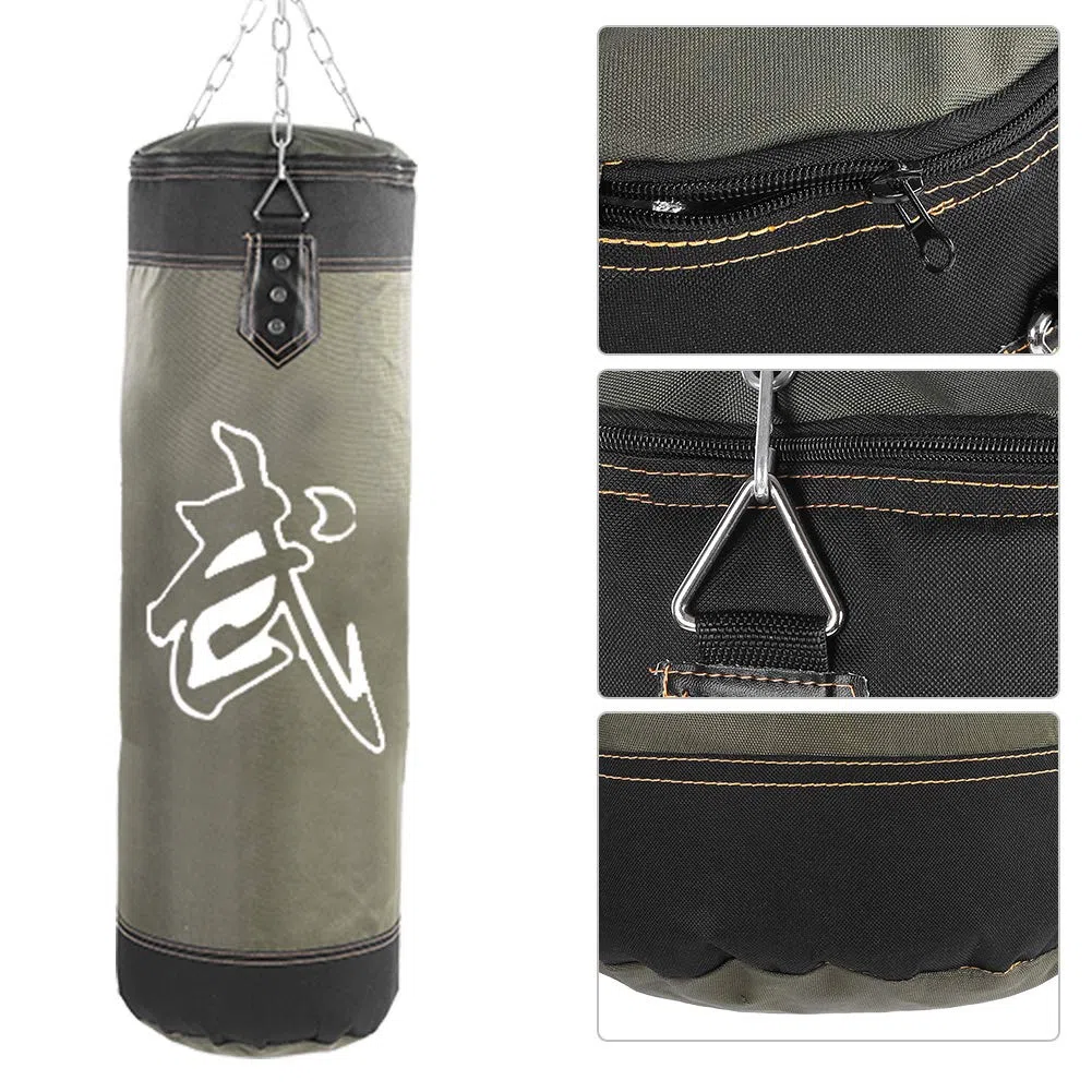 Sac de Boxe Suspendu avec Chaînes Crochet Mousqueton (80cm-Vert) | Sac D'entraînement De Boxe Vide Fight Karaté Sac De Sable Lourd Sac De Cible De Fitness Crochet De Sport Sacs De Sable
