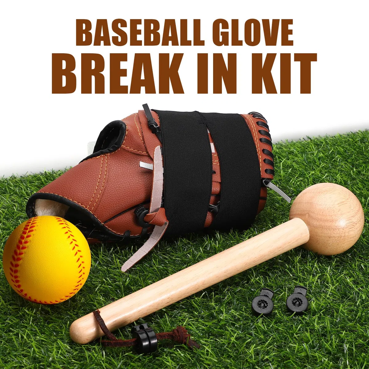 TOBWOLF Lot de 10 gants de baseball à casser, gants de baseball, maillet, moufles de baseball, marteau de baseball en bois, raquette de baseball/softball Fungo avec filet de rechange, cadre en fer