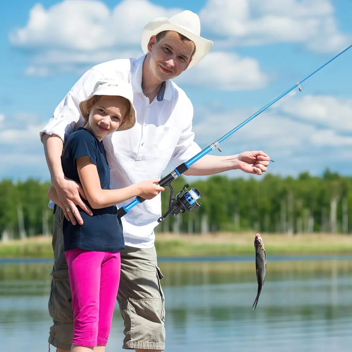Kit de pêche pour enfants – Ensemble de canne télescopique et moulinets pour garçons et filles | Outils de pêche complets avec moulinet spincast, leurres & Tackle | Cadeau portable pour enfants de 5 à