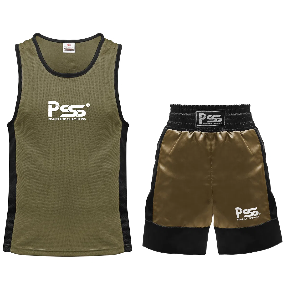 PSS Ensemble Boxe Enfants 3-14 Ans 6 Pièces Short & Débardeur + Gants Boxe Enfants 4Oz + 2 Pattes d’Ours + Accessoires Ensemble Boxe Enfant Muay Thai Kickboxing Boxe Anglaise, Vert Commando