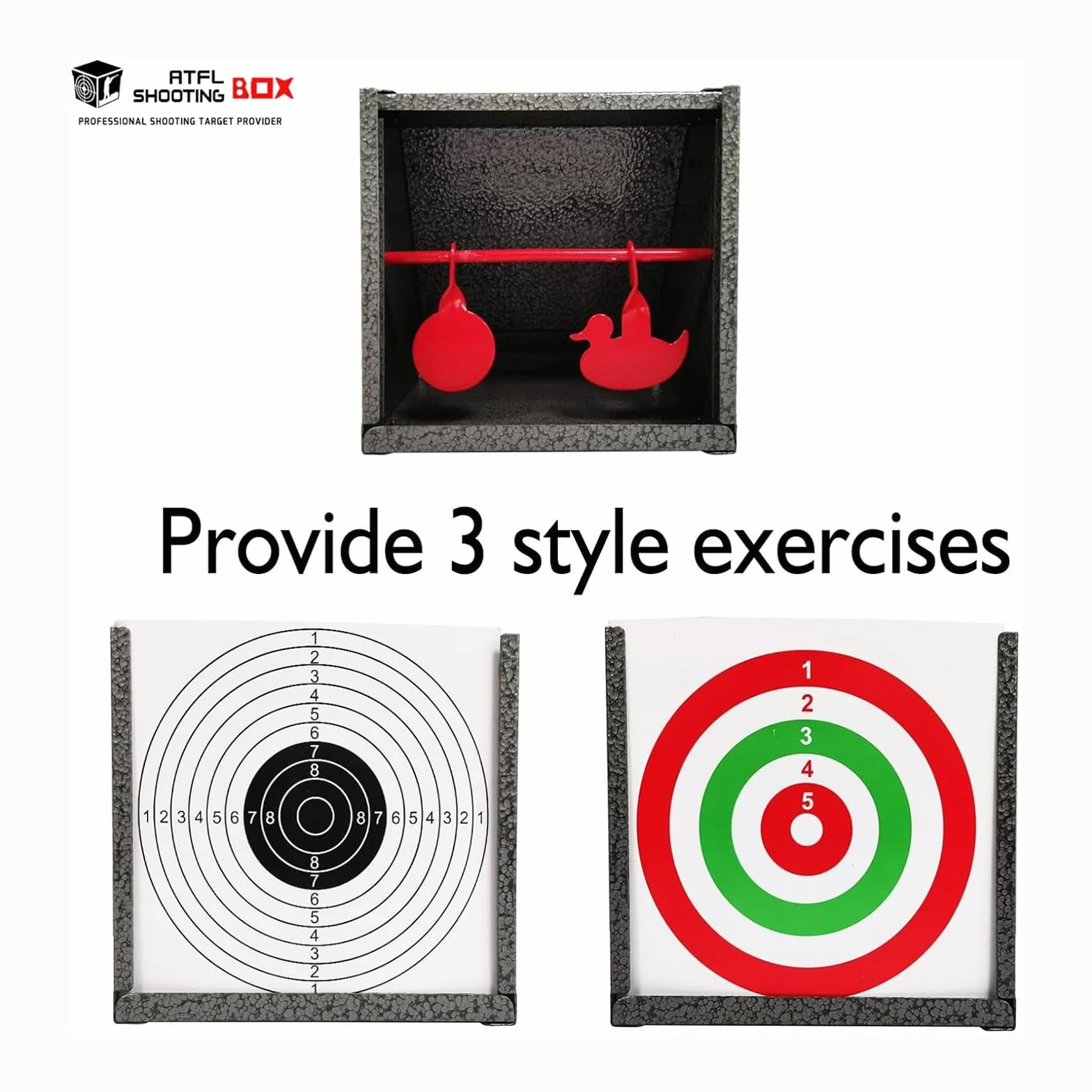 ATFLBOX BB Trap Target avec 20pcs Paper Target et Resetting Shooting Target pour Airsoft Pellet Gun Rifle BB Gun