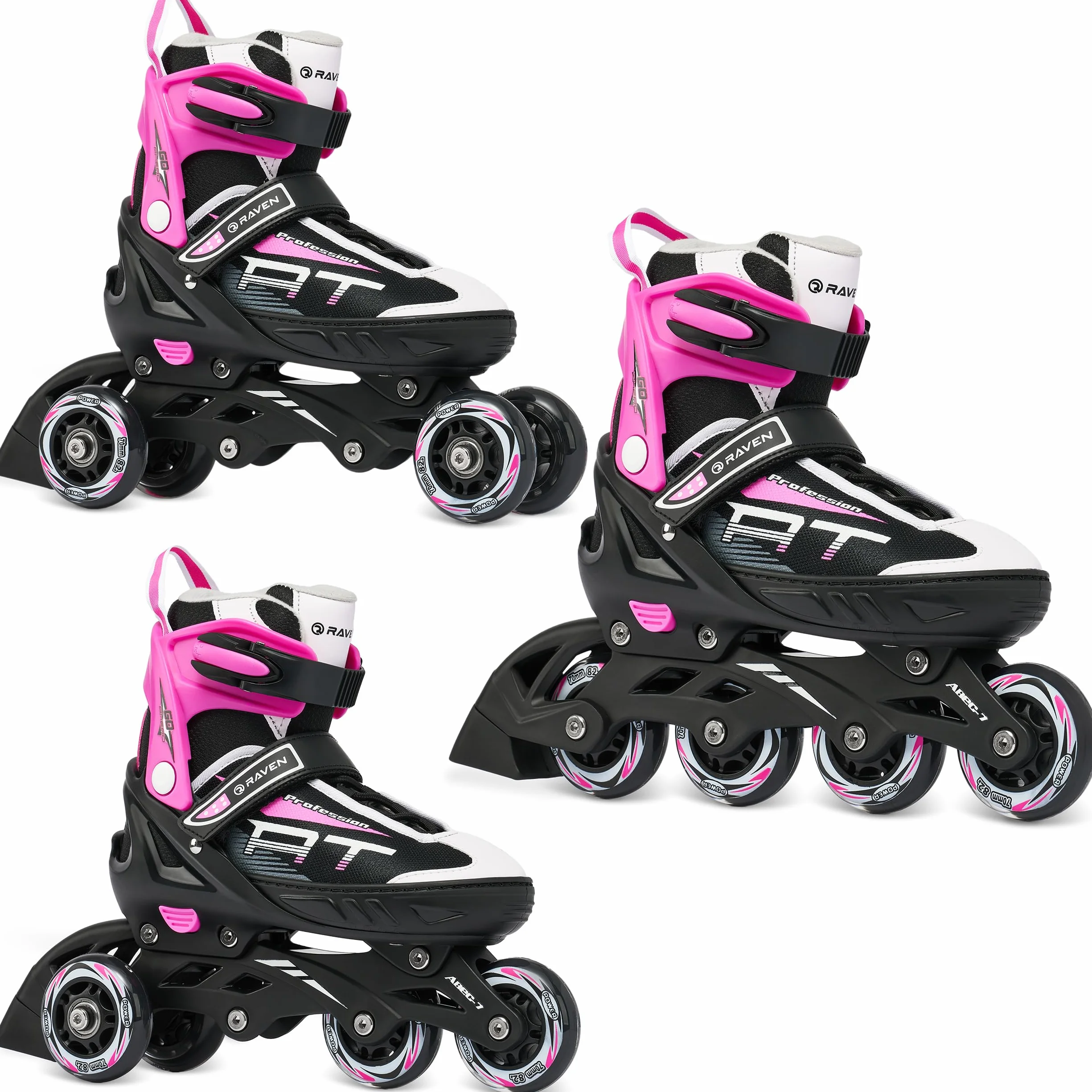 Roller en Ligne, triskate, Patin à Roulette 3 en 1 Profession Pointure Ajustable, modifiable Femme Enfant RAVEN