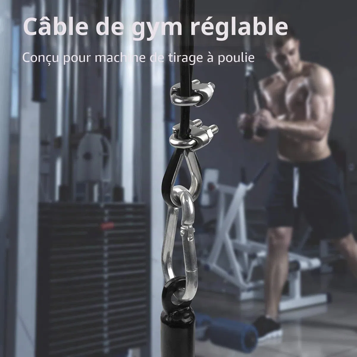 LFJ Câble de Gymnastique, Corde Fil d'acier de Remise en Forme DIY LAT Home Gym Poulie Câble Machine Musculation Cable