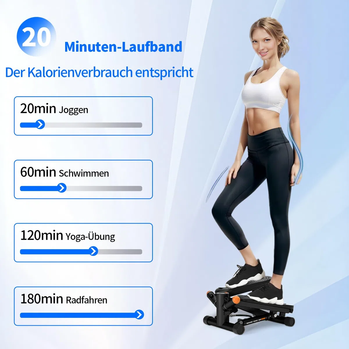 Mini Stepper pour la Maison avec Power Ropes Stepper Fitness Up Down Swing avec écran Intelligent pour la Maison, Home Trainer 150 kg