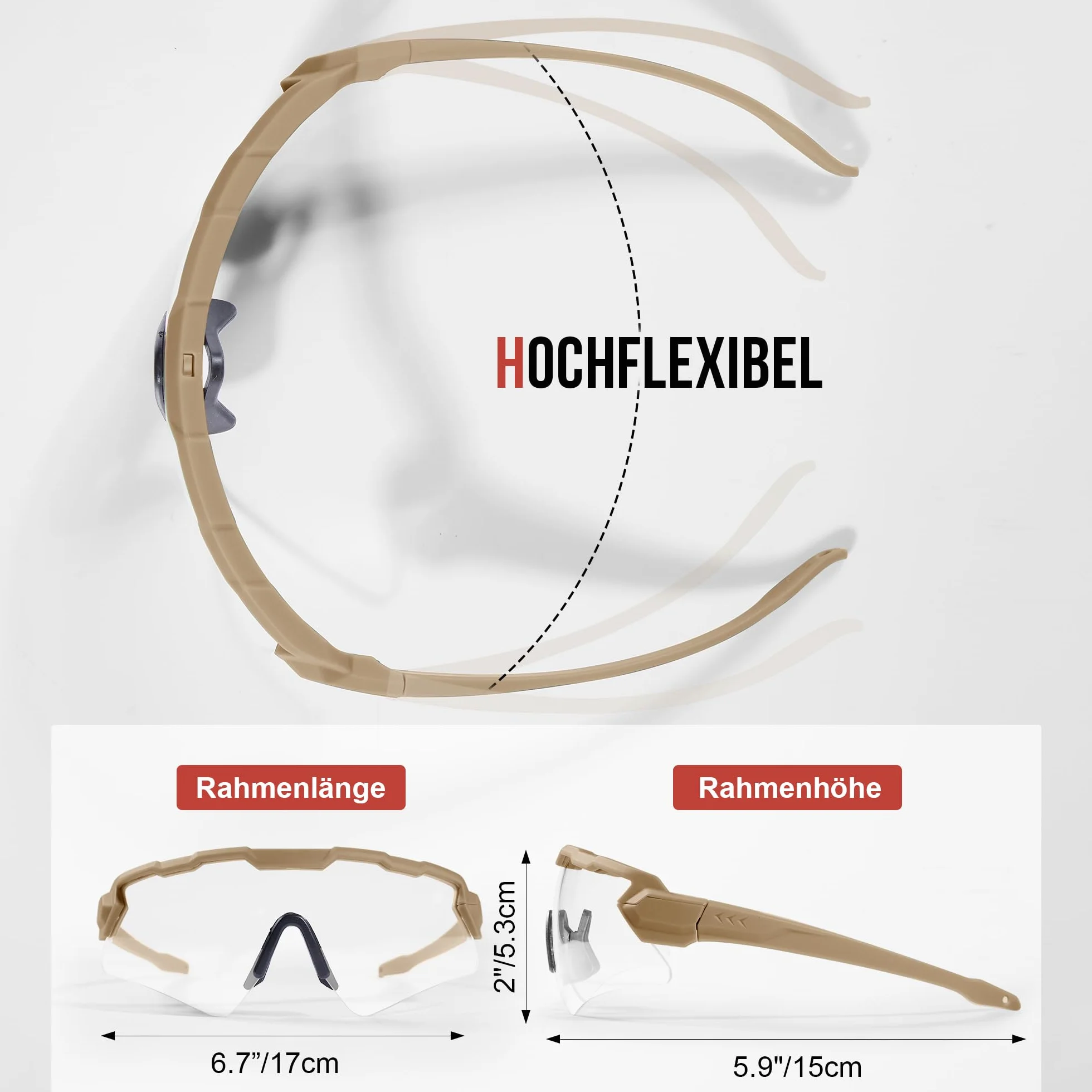 1TG Tactical Lunettes de vélo, lunettes de protection tactiques, lunettes de sport, lunettes de soleil pour homme et femme, airsoft, paintball, chasse, CS, cyclisme, course à pied, randonnée