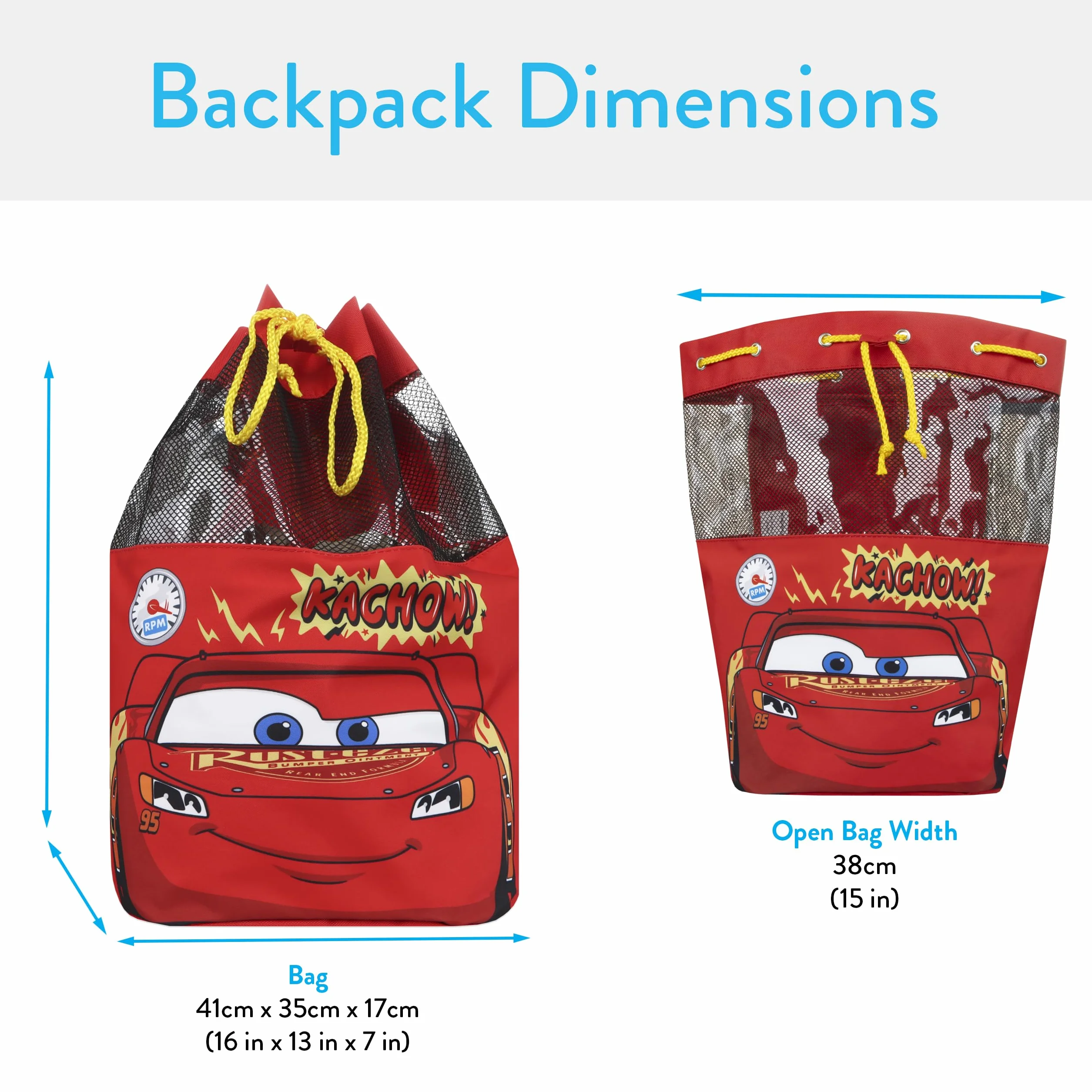 Disney Sac de natation Sac de bain Cars pour garçons | Sac à dos Lightning McQueen pour garçons | Taille unique | Rouge